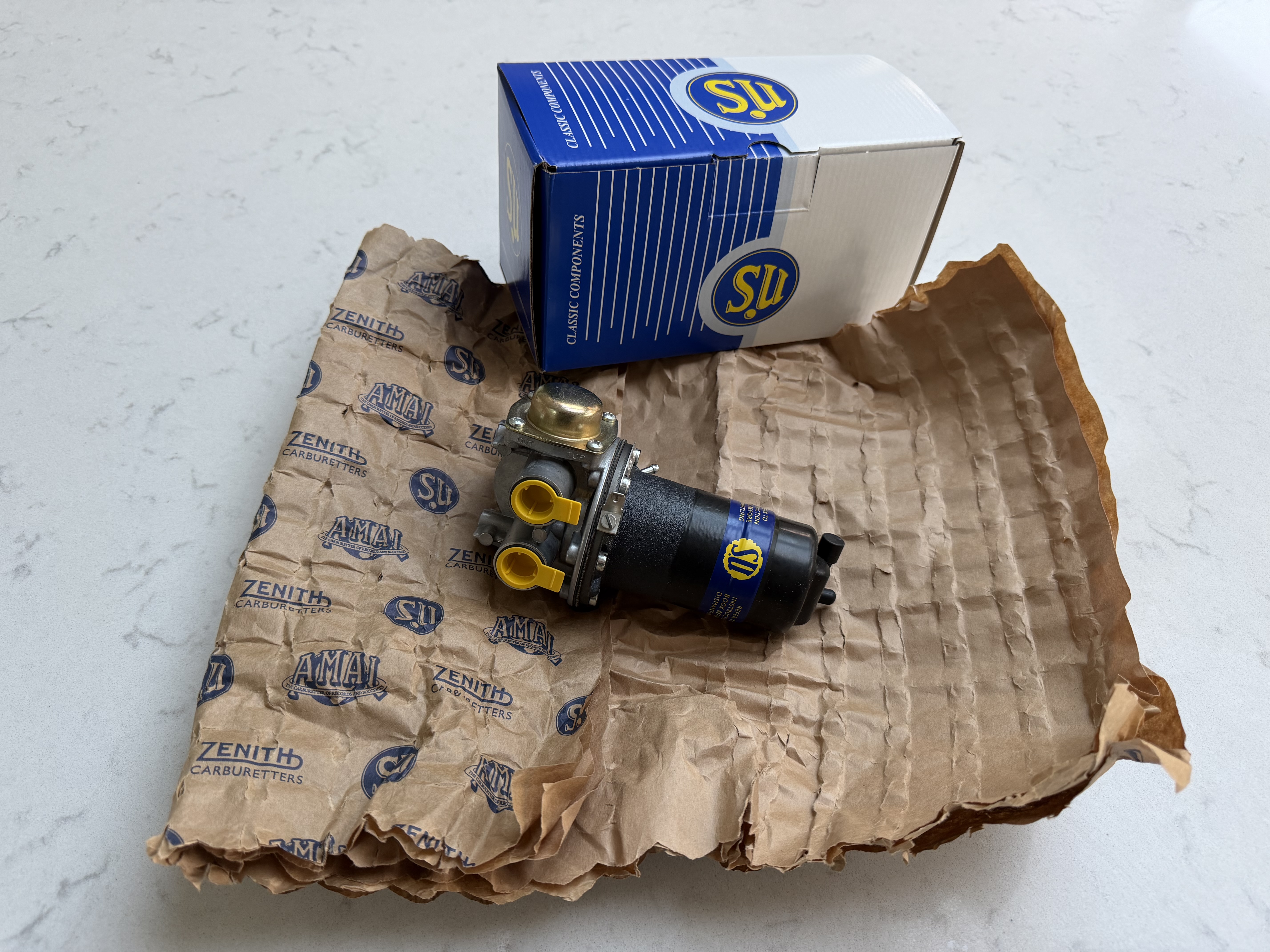 The repaired fuel pump ready to be stored with the spare tyre.
