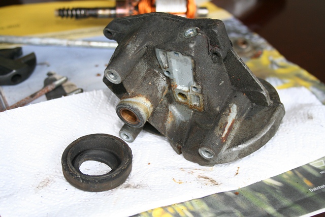 Motor gearbox and the rubber moulding sealing the output shaft had hardened over time